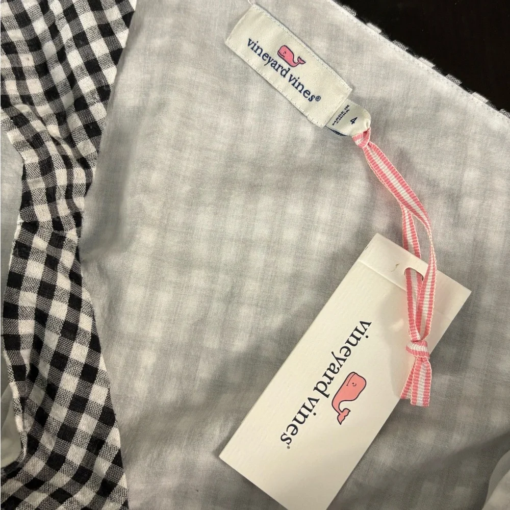 NEW Vineyard Vines Gingham Seersucker One-Shoulder A-Line Belted Dress 4 Plaid - Picture 11 of 13